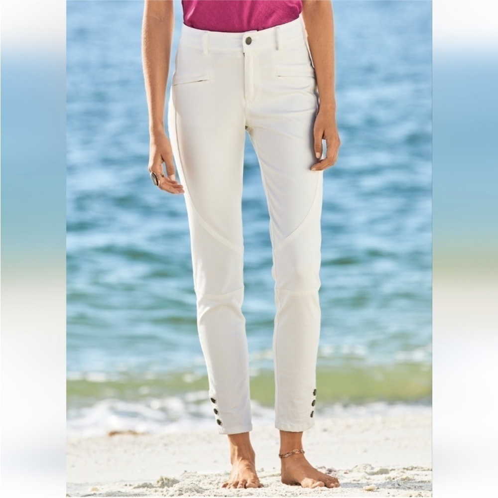 NWOT Peruvian Connection Ryder High Rise Skinny Leg Designer White Denim Jeans
